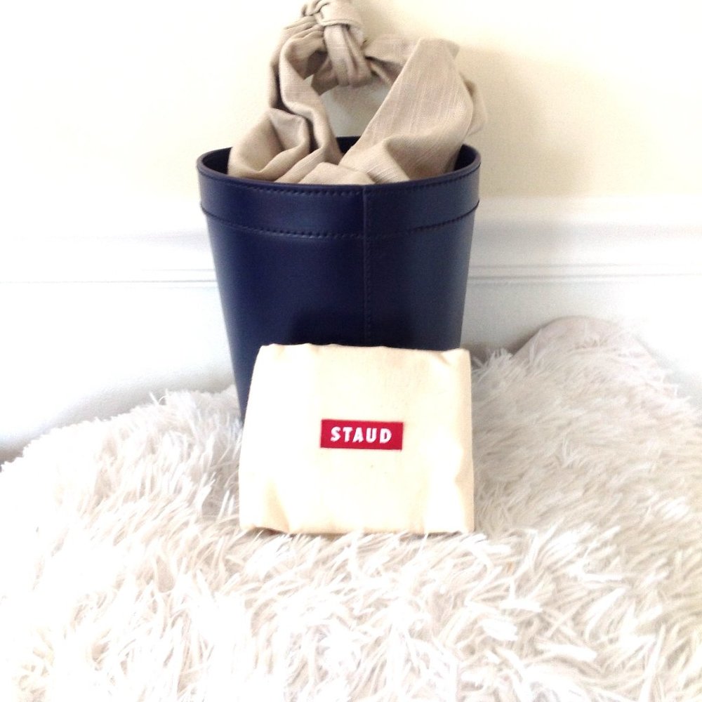 STAUD Britt Leather & Canvas Bucket Bag - Picture 11 of 13